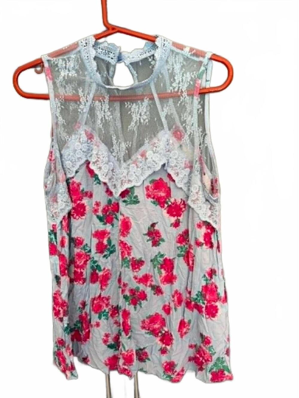 Sleeveless Floral Lace Sheer Top